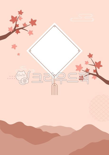 Illustration,vector,background,decoration,Korea,tradition,culture,holiday,Chuseok,Hangawi,traditional pattern,pattern,traditional pattern,design,border,frame,maple,maple tree,branch,maple leaf,mountain