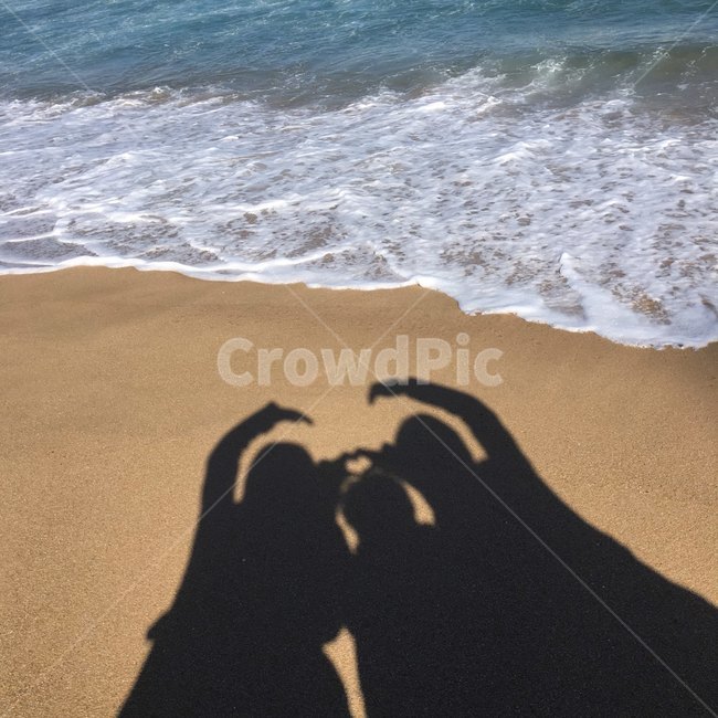 하트,바다,그림자,사랑,행복,해변,바다,beach,sea