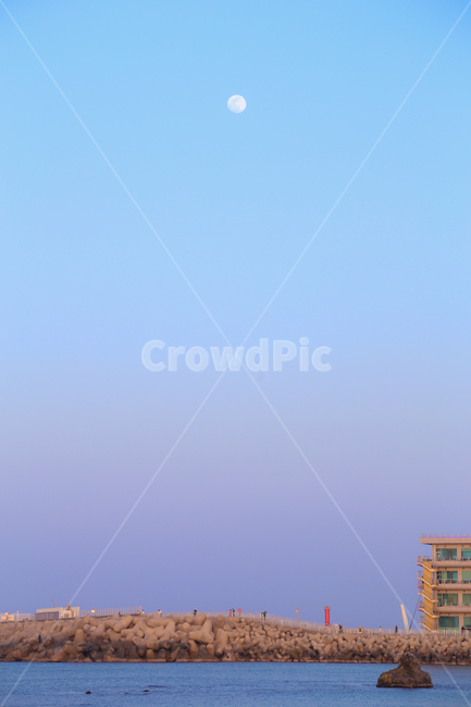 바다,해변,파도,자연,sea,ocean,wave,nature,방파제,풍경,landscape,하늘,sky,달,보름달,moon,fullmoon,해안선,shoreline,핑크,그라데이션,색감,자연,풍경,nature,landscape