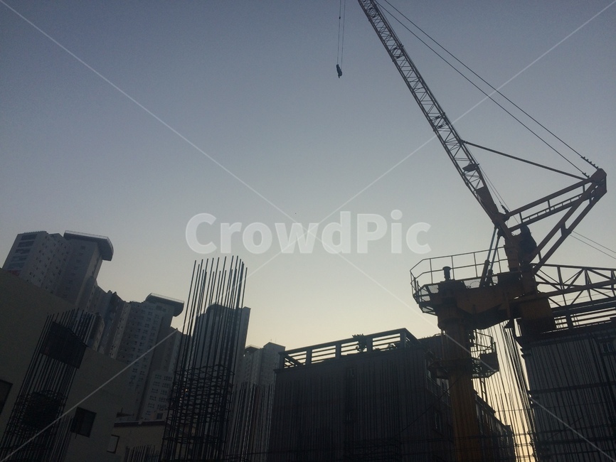 construction,crane,city,건설,공사현장,하늘