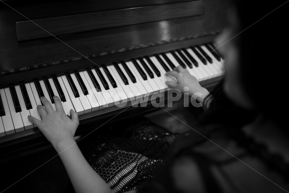 흑백,피아노,손,뒷모습,음악,사람,인물,인간,human,person,흑백,모노톤,monochrome,black and white,악기,음향기기,musical instrument,musical equipment