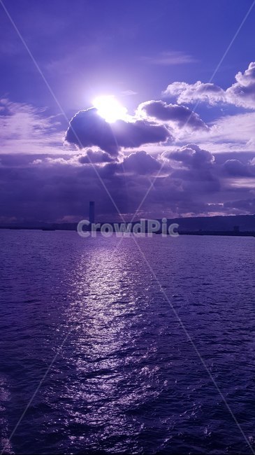 하늘,바다,violet,purple,바이올렛,블루,blue,구름,자연,풍경,nature,landscape,light,빛,flare,플레어