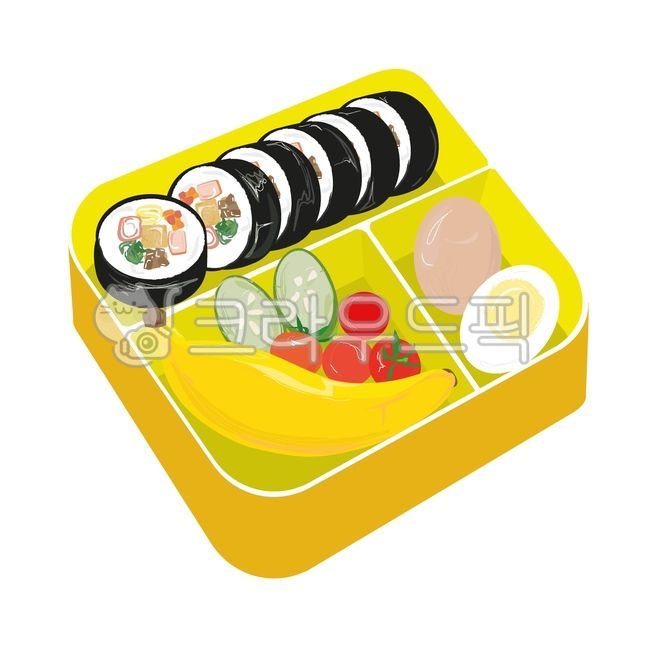 도시락,일러스트,피크닉,김밥,계란,달걀,삶은,오이,방울토마토,바나나,소풍,음식,슬라이스