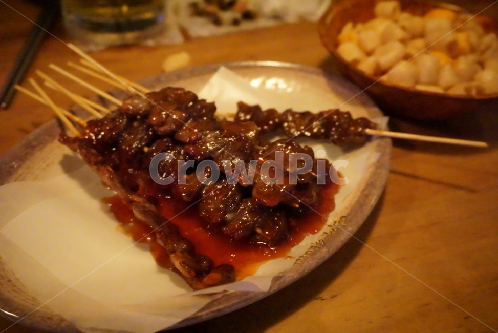 안주,닭꼬치,염통구이,술,음식