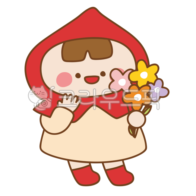 gift,character,red cape,Fairytale,pleasure,Anniversary,bouquet,illustration,flower