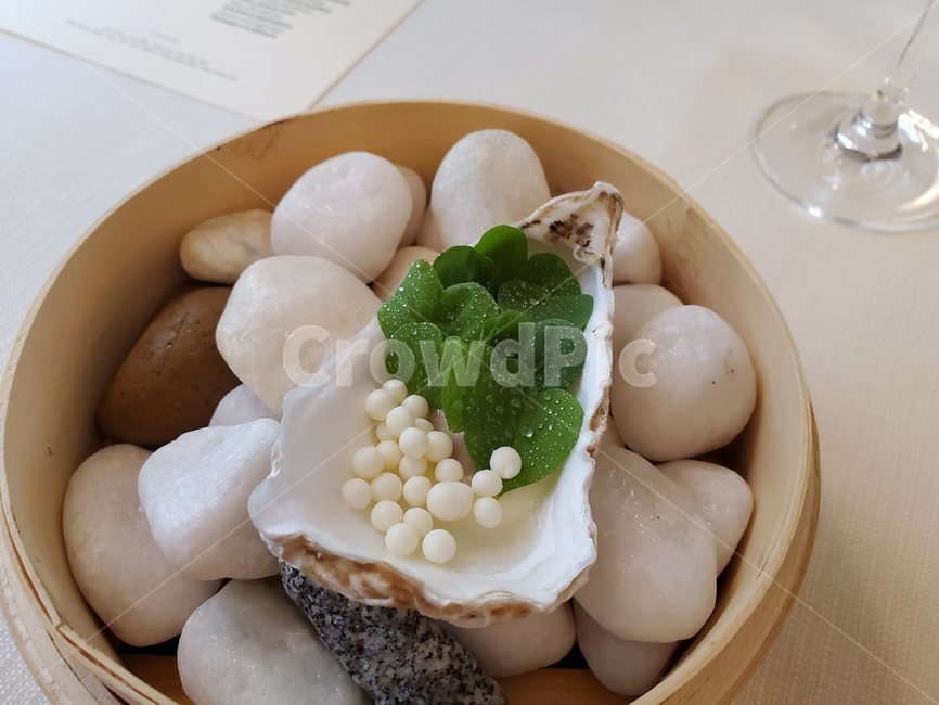 석화,굴,요리,조약돌,세팅,미식