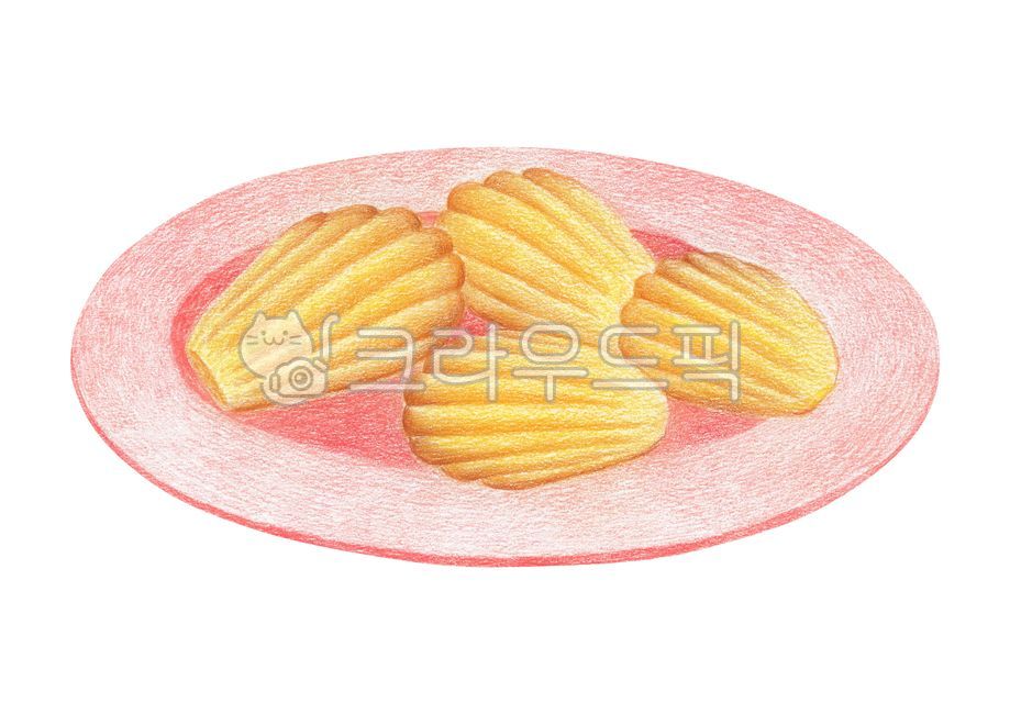 Illustration,Color Pencil,Picture,Drawing,Color Pencil Painting,Food,Food,Dessert,Madeleine,Bread