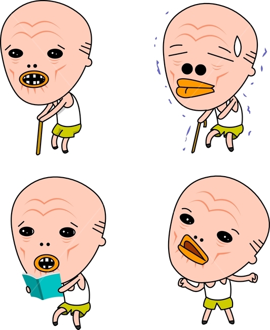 캐릭터,엽기캐릭터,코믹캐릭터,엽기,코믹,개그,만화,웃긴,sd캐릭터,2등신,이모티콘,아바타,개성,못난이,동작,행동,감정,느낌,표정,표현,기분,과장,성격,상황,시추에이션,인물,사람,큰머리,일러스트,벡터,할아범,할아버지,해골,주름,대머리,늙음,노인,세월,괴팍함,마름,남,남자,비실비실,노망,힘겨움,힘없음,식은땀,부들부들,실의,침울,노쇠,노쇠함,아쉬움,처량함,공부,노인교실,책읽음,독서,독서삼매경,의욕,의지,불끈,주먹,장담,지팡이,실망,기다림,사람,인물,인간,human,person,얼굴표정,facial expression,face,그래픽,일러스트레이션,graphic,illustration