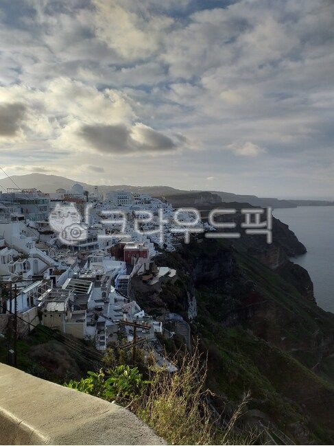 자연,조감도,그리스,산토리니,푸른하늘