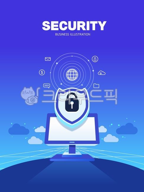 일러스트,비즈니스,보안,개인정보,온라인,네트워크,컴퓨터,pc,인터넷,모니터,전산망,하늘,구름,메일,메신저,결제,폴더,파일,클라우드,안전