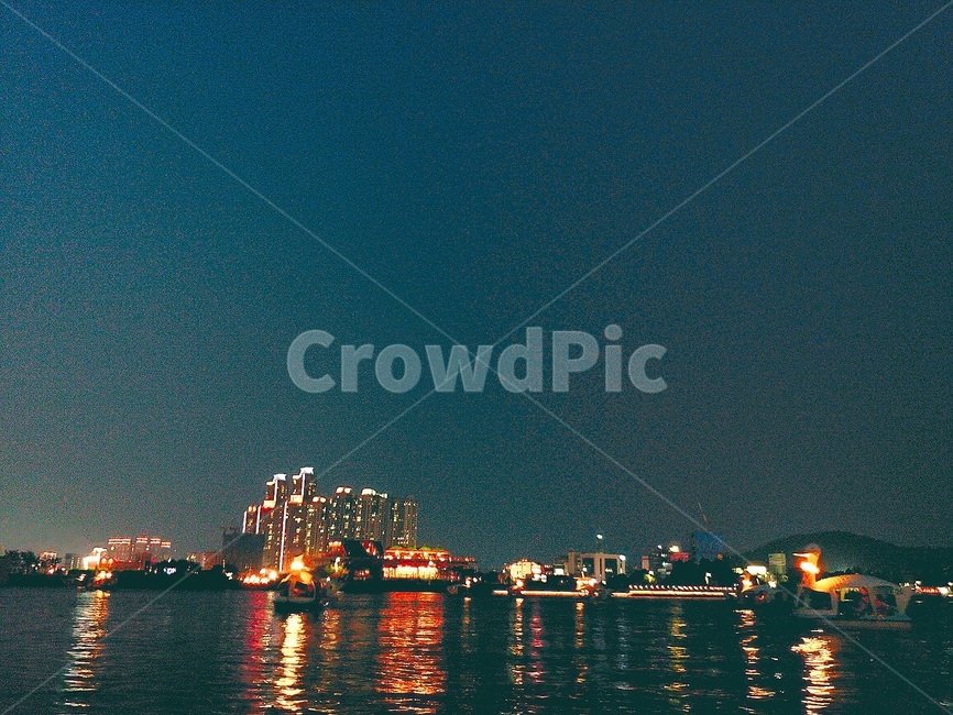 야경,호수,밤하늘,도시,불빛