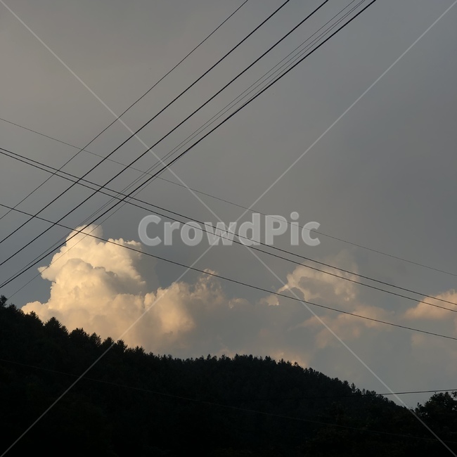 전력선,하늘,노을,구름,sky