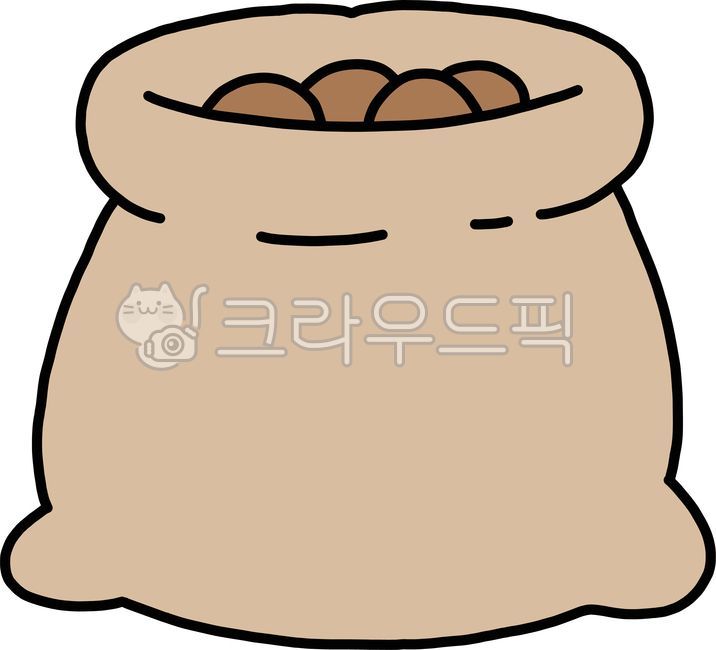 자루, 갈색, 단순한, 귀여운, 포대자루, 사진,이미지,일러스트,캘리그라피 - yiiihn작가