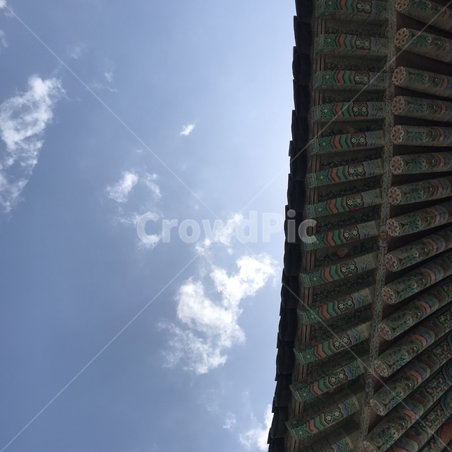 하늘,구름,한옥,파란색,날씨,한국전통,한국문화,korean traditional,korean culture