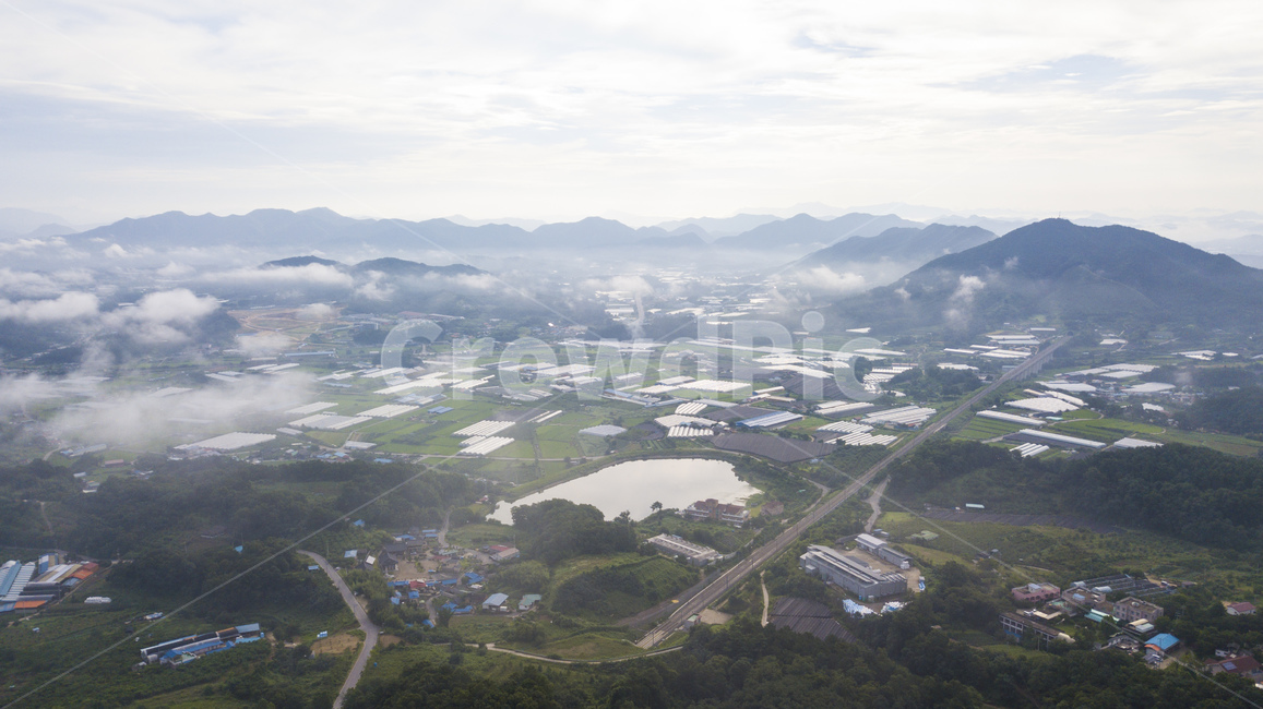 충북,장용산,자연,구름,하늘,마을,호수,산