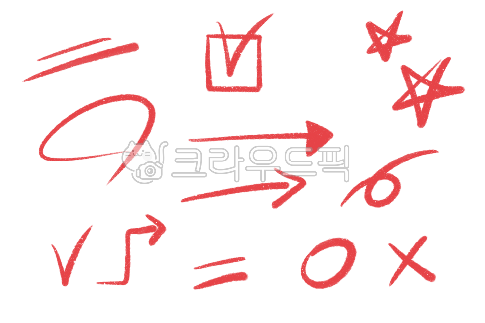 빨간펜, 채점, 색연필, 시험지, 화살표, 사진,이미지,일러스트,캘리그라피 - 봉봉소다작가
