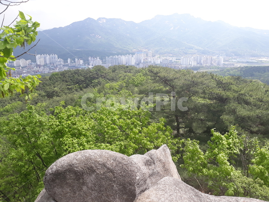 산,바위,도심,정상,미세먼지