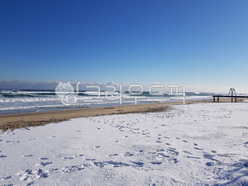 tide,footprint,snow,Mangsang Beach,Delusional winter sea,winter sea