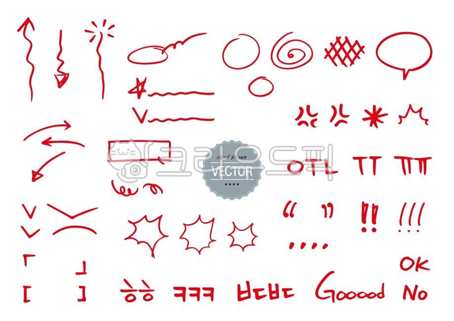 화살표, 빨간펜, 강조표시, 포인트, 별표, 사진,이미지,일러스트,캘리그라피 - geigen작가
