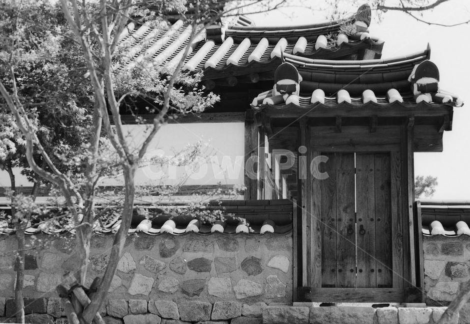 경주,흑백,필름,감성,한옥,나무문,한옥문,교촌마을,전통한옥,전통,한국전통,한국문화,korean traditional,korean culture,흑백,모노톤,monochrome,black and white,건축물,건물외관,exterior,building,structure,architecture,construction