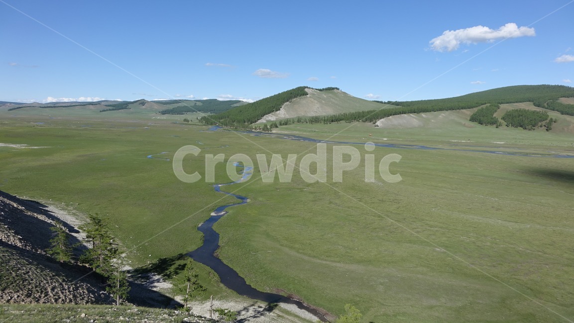 자연,blue,green,하늘,sky,벌판,초원,nature,field,몽골,강줄기,강,river,몽고,MONGOLIA