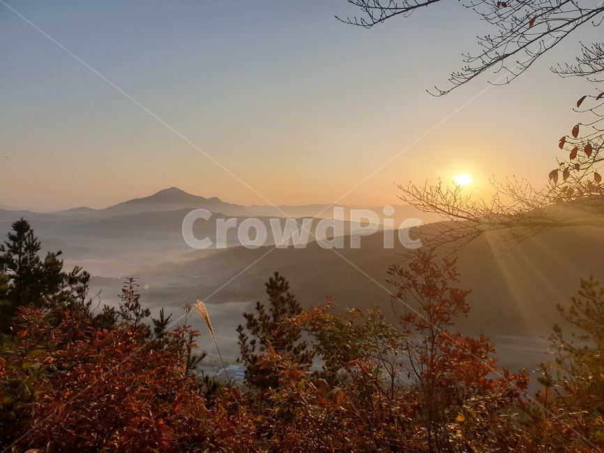 운해,여명,일출,가을,단풍,자연,빛,산,mountainrange,light,nature,flare