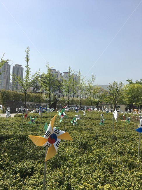 바람개비,한국,대한민국,공원,한국공원,풍경,태극기