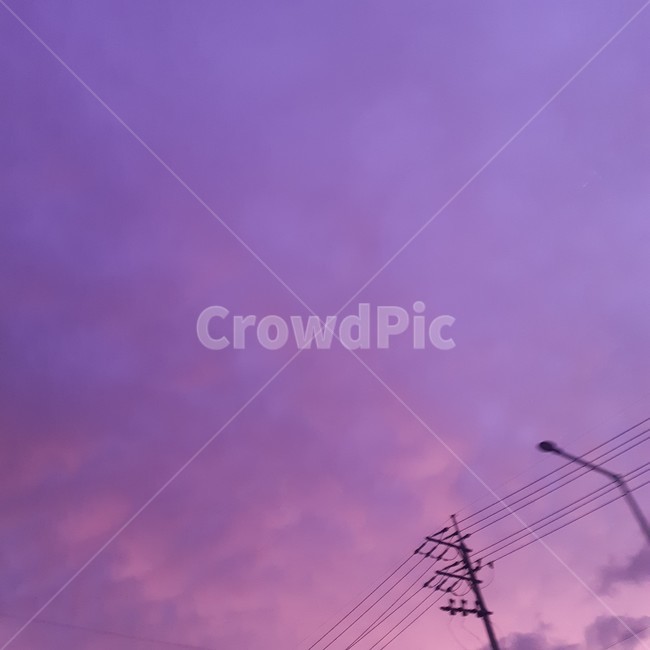 하늘,sky,가로등,구름,노을