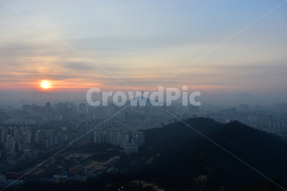 안산,일출,해맞이,해돋이,서울,아침,도시,도심지,풍경,미세먼지,겨울,도시,풍경,city,landscape