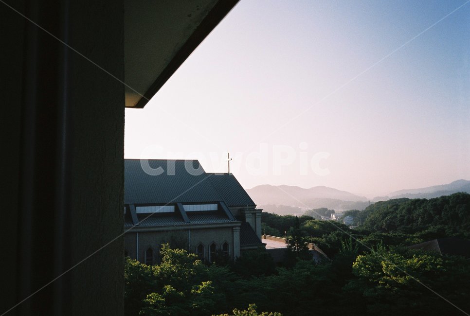 구름,새벽,풍경,자연,십자가,교회,나무,숲,cloud,tree,nature,church,cross,필름,film