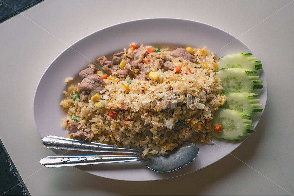 savory,cucumber,Thai food,Thai cuisine,pork,delicious,food,thaifood,fried rice,thai food,Thai traditional cuisine,Pork Fried Rice,friedrice