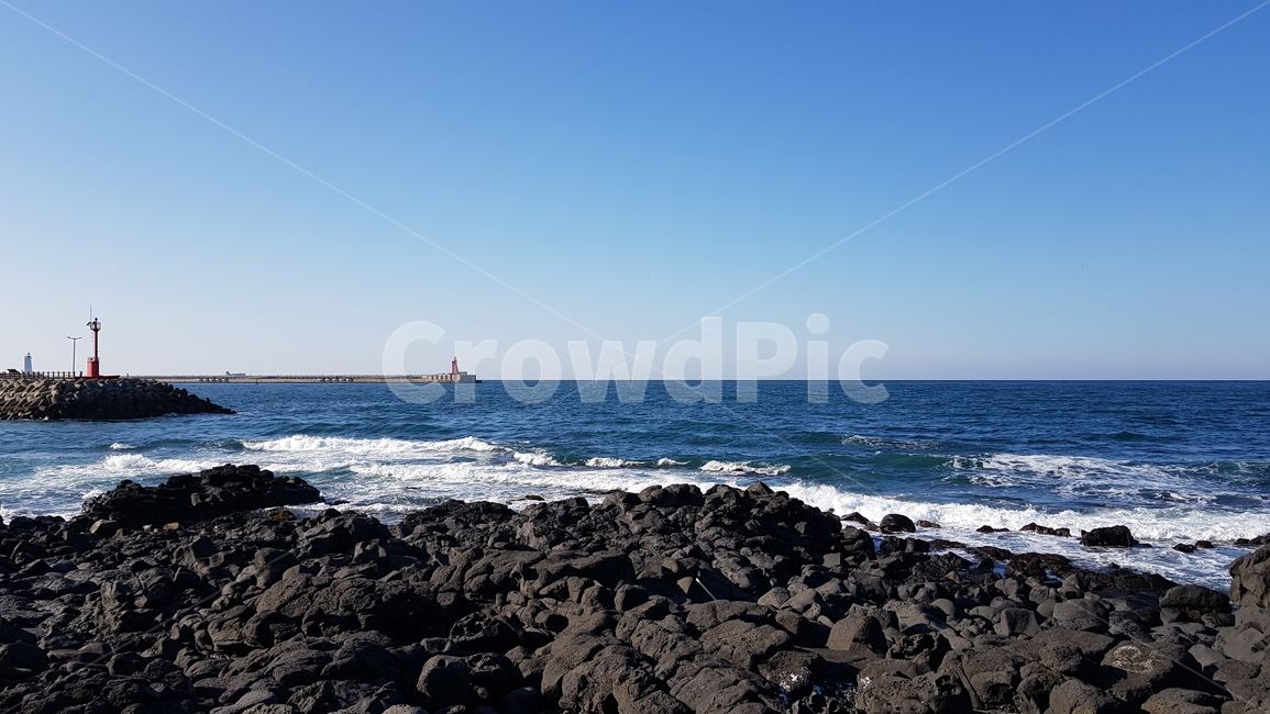 바다,제주도,현무암,방파제,파도,파란하늘,화북포구,자연,sea,basalt,nature,port,bluesky