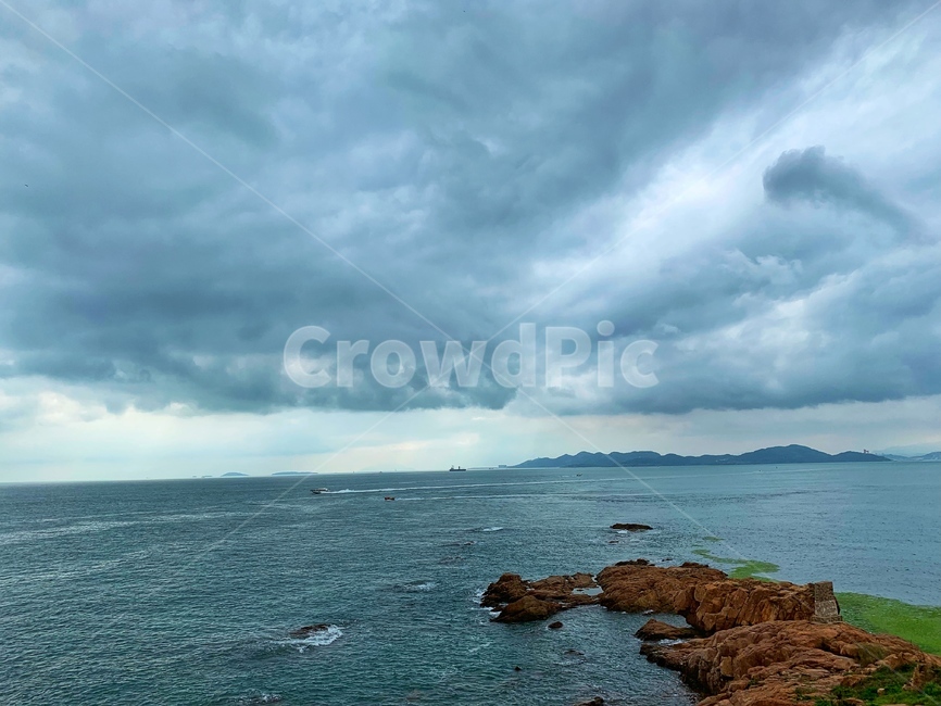 sea,바다,ocean,중국,청도,칭도오,맥주,하늘,땅,land,자연,풍경,nature,landscape,promontory,곶,outdoors,옥외,대양,water,물