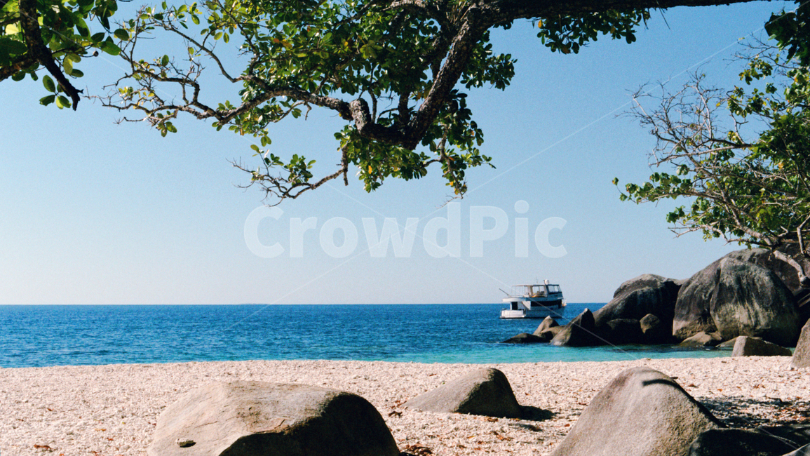 outdoors,옥외,nature,자연,water,물,shoreline,해안선,ocean,sea,바다,해변,비치,beach,휴양,휴양지,빈티지,감성,그늘,휴식,배,보트,boat,여름,summer,해변,바다,beach,sea