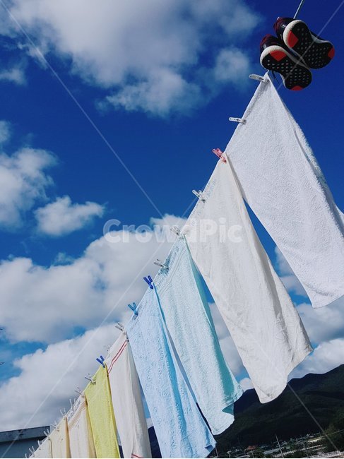 하늘,sky,파란색,맑음,빨래,가을