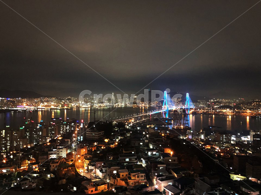 영도,북항대교,야경,네온,저녁,부산