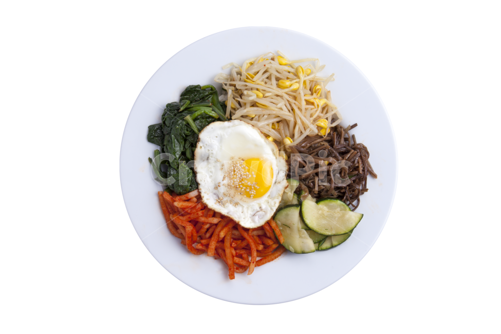 계란후라이,나물,비빔밥,고사리,콩나물,누끼,누끼사진,시금치,계란,호박,생채,한국음식,반찬,밑반찬,음식,식재료,요리,food,cook,meal,dishes,food reserves,누끼,remove background
