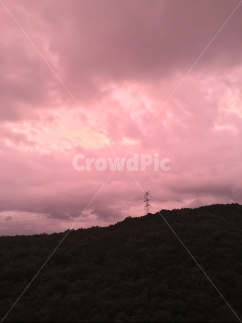 산,자연,하늘,핑크하늘,핑크,자연,풍경,nature,landscape