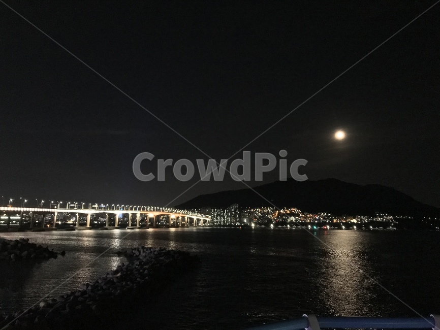 야경,바다,불빛,waterfront,대교