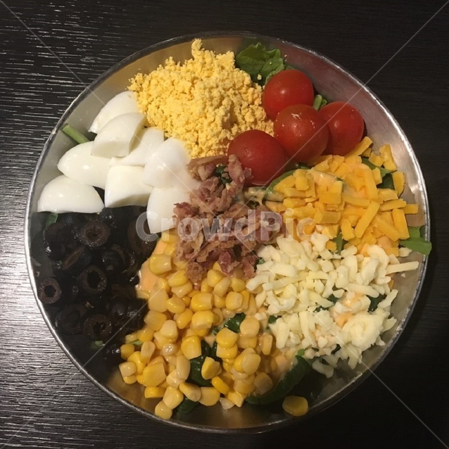 샐러드,콥샐러드,야채샐러드,egg,salad,치즈,스위트콘,방울토마토,달걀흰자,달걀,달걀노른자,노른자,올리브,베이컨