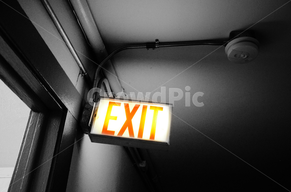 exit, sign, 간판, handrail, 난간, 사진,이미지,일러스트,캘리그라피 - vinylbong작가