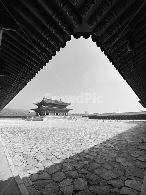 경복궁,흑백,한옥,궁궐,기와,기와집,architecture,건축물,ancientpalace,GyeongbokgungPalace,고궁