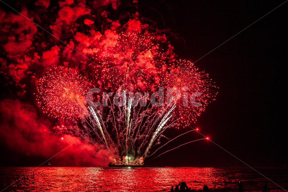 red,Ball cherry blossom viewing,Mongdol Beach,Ulsan,ship,Gangdong Sea,fireworks,sea