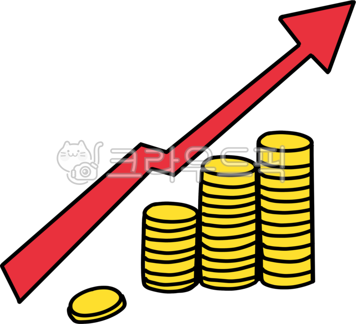 물가,물가상승,인플레이션,오르는화살표,동전,소비물가,쌓인동전