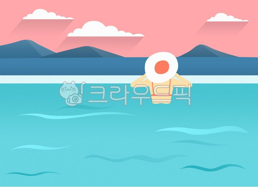 woman,clouds,summer,sea,cloud,swimming,mountain,swimming pool,drawing,season,vacation,hotel,hat,female,rest,Landscape,pool,people,picture,summer background,water play,summer vacation,background,person,beach,illustration,fun