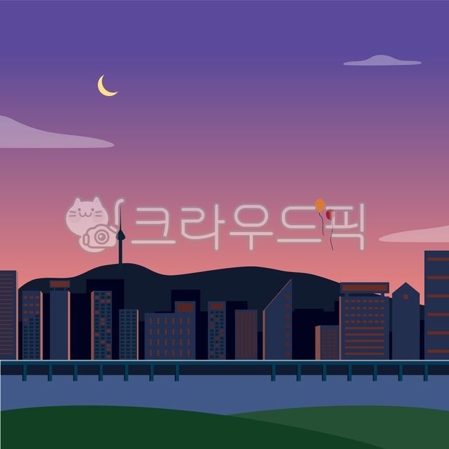 여름,여름밤,감성일러스트,포스터,밤하늘,해질녘,강변,건물,노을,액자,엽서,감성,일러스트,구름,도시