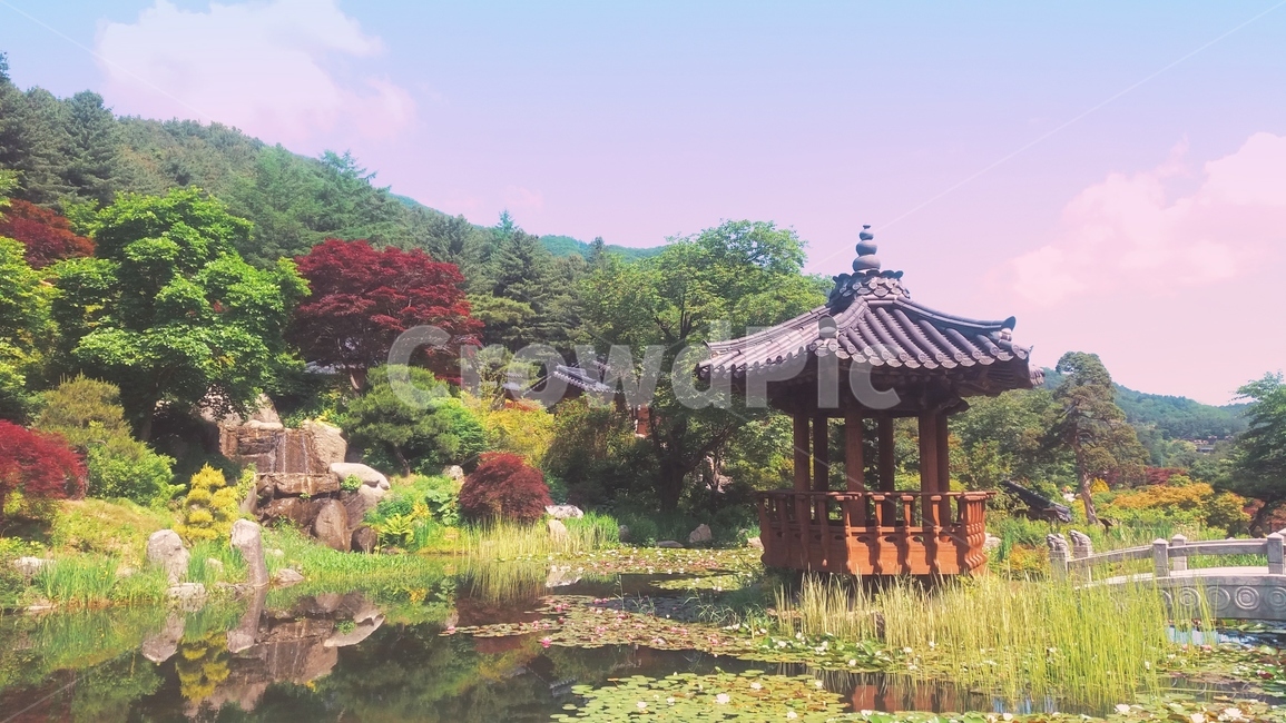 풍경,한국,여름,연못,정자,sky,하늘
