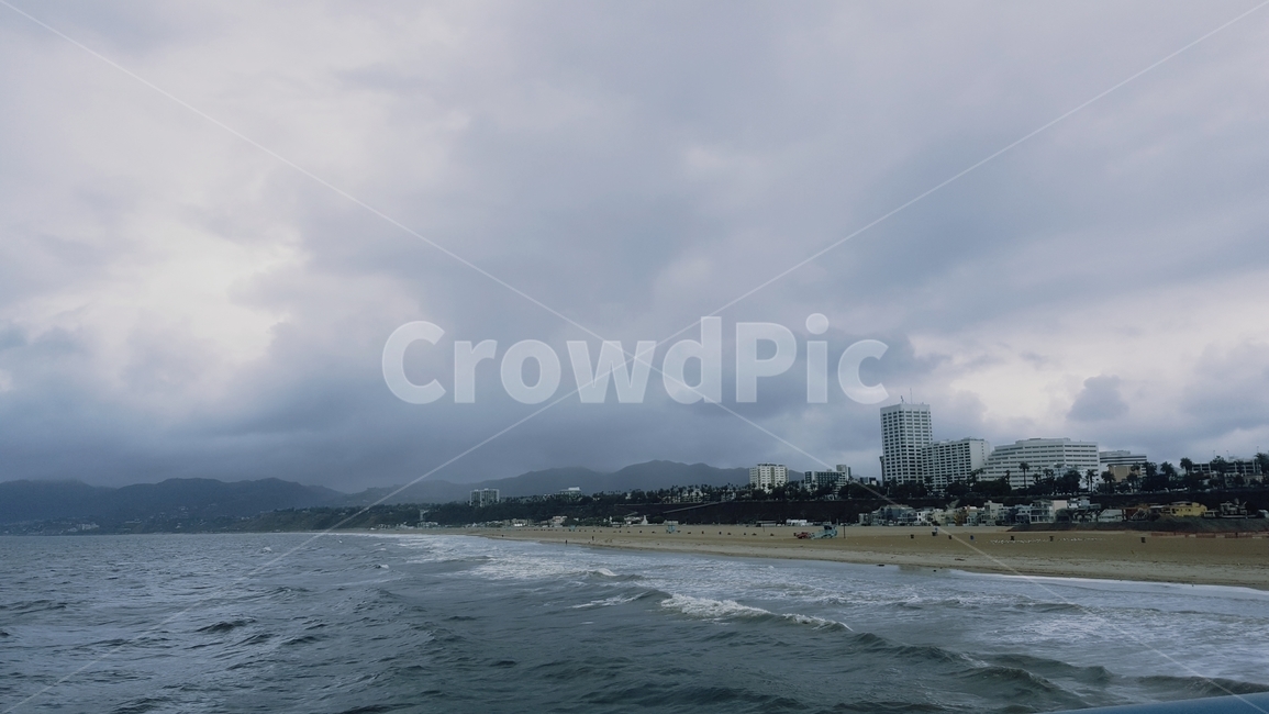 바닷가,산타모니카,흐린날씨,겨울바다,먹구름