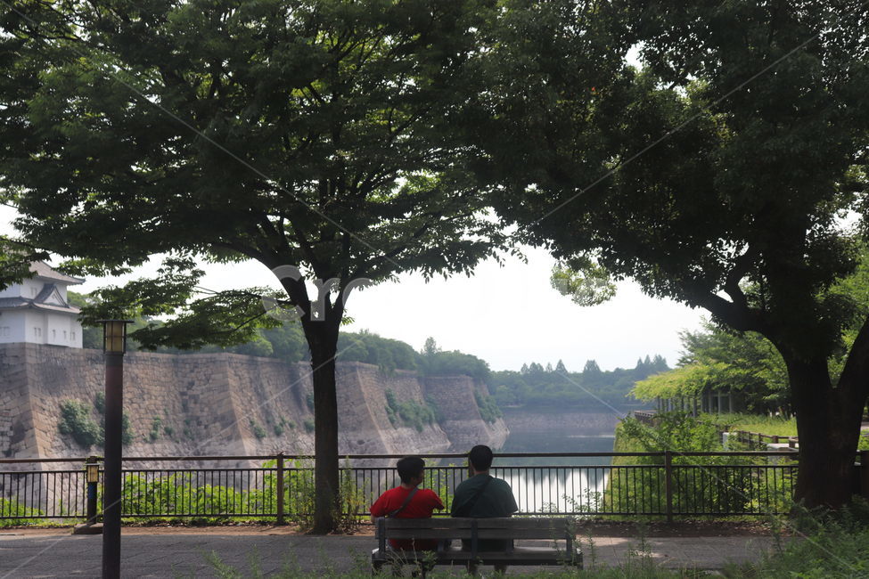 일본,오사카,오사카성,신사,신사입구,나무,벤치,bench,물,하늘,해외,외국,세계,foreign,oversea,world,나무,trees,wood,사람들,대중,군중,other people,crowd