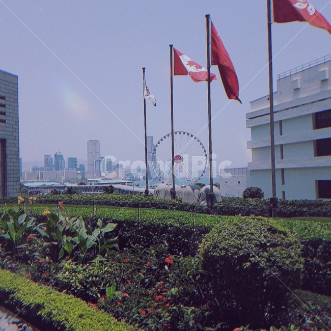 풍경,깃발,하늘,대관람차,symbol,flag